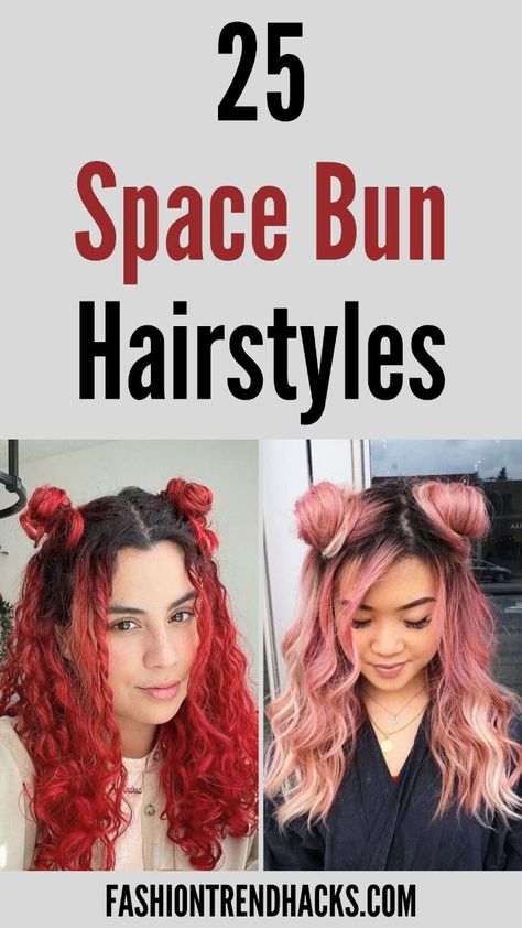 Stunning Butterfly Haircut Ideas Every Girl Will Love Two Buns Tutorial Long Hair, How To Make Space Buns With Long Hair, Space Bun Ideas, Double Bun Hairstyles, Space Bun Hairstyle, Haircut Ideas For Girls, Space Bun Hairstyles, Braided Space Buns, Bun Ideas