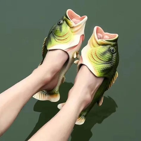 Fish Sandals, Fish Slippers, Fish Flip Flops, Mens House Shoes, Funny Slippers, Funny Fish, Outdoor Couple, Beach Slippers, Fishing Humor