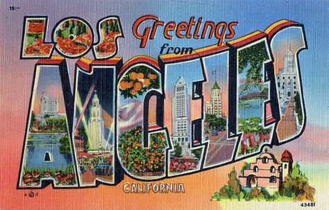 Greetings from Los Angeles, California - Large Letter Postcard California Postcard, Vintage Postcards Travel, City Postcard, Los Angeles Hollywood, California Poster, Glamour Vintage, California Wall Art, Travel Postcard, Big Letters