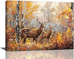 Deer Wall Art For Living Room Animal Deer Moose Elk Walls Decor Forest Wildlife Canvas Print Nature Landscape Painting Wall Art for Home Decorations 16"x12" Deer Painting Acrylic, Deer Painting, Living Room Poster, Deer Art, Forest Pictures, Modern Wall Art Canvas, Print Painting, Whitetail Deer, Poster Artwork