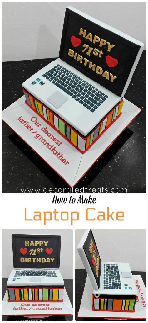 Laptop Cakes Birthdays, Computer Cake Design, Boyfriend Cake, Computer Cake, Birthday Cake For Women Simple, Pc Cake, Thomas Cake, Bible Cake, Birthday Cake Tutorial