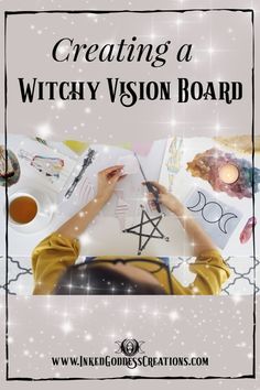 Vision boards have entered the mainstream, with groups gathering in yoga studios together or people using their free time on New Year’s Day to create their own. But what if you want to add magick to your vision board? Well, then it’s time to tap into your visionary magick practice and create a witchy vision board! Witch Vision Board, Witchy Vision Board, Spiritual Mood Board, Magick Aesthetic, Grimoire Notebook, Witchy Inspiration, Daily Magic, Online Vision Board, Witch Crafts