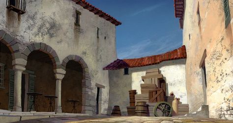 “Backgrounds from The Road to El Dorado by Scott Wills (2000, DreamWorks Pictures)” El Dorado Concept Art, Medieval City Concept Art, Scott Wills, City Concept Art, The Road To El Dorado, Road To El Dorado, Android Jones, Animation Schools, Blur Studios