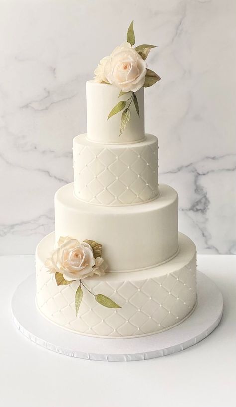 Inspiration Gallery — A Simple Cake Simple Elegant Wedding Cakes Classy, Simple Elegant Wedding Cake, Classy Wedding Cakes, Wedding Cake Options, 4 Tier Wedding Cake, Wedding Cake Display, Simple Elegant Wedding, Romantic Wedding Cake, Simple Cake