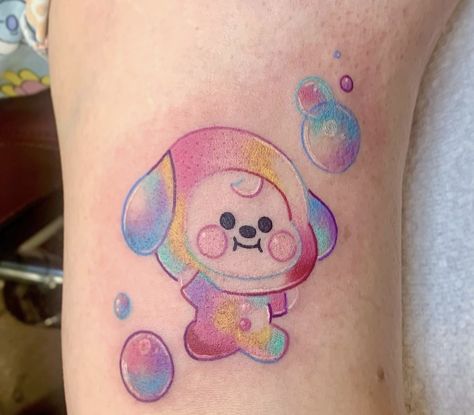 Chimmy Tattoo, Cooky Tattoo Bt21, Bt21 Tattoo, Jhope Tatoos, Jimin Moon Tattoo Drawing, Cookie Bt21, Cooky Bt21, Cooky Keychain Bt21, Bts Tattoo