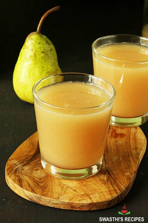 Homemade Pear Juice, Pear Juice Recipes Juicers, Pear Juice Recipes, Dal Chilla, Prickly Pear Juice, Indian Vegan, Delicious Smoothie Recipes, Low Calorie Fruits, Fruit Juice Recipes