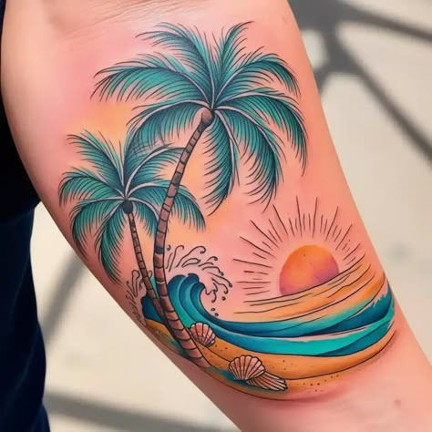 20 Charming Small Beach Tattoos Ideas Flip Flop Tattoo Ideas, Beach Theme Tattoos Women, Key West Tattoo Ideas, Hometown Tattoo Ideas, Tropical Tattoos For Women, Caribbean Tattoo Ideas, Beach Tattoos For Women, Hometown Tattoo, Beach Theme Tattoos