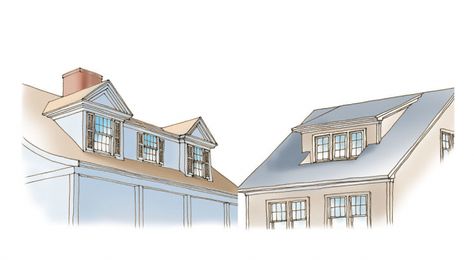 Designing shed dormers - Fine Homebuilding Roof Slope, Dormer Roof, Concrete Roof Tiles, L Shaped House, Fine Homebuilding, Roof Pitch, Building Envelope, Roofing Options, Shed Dormer