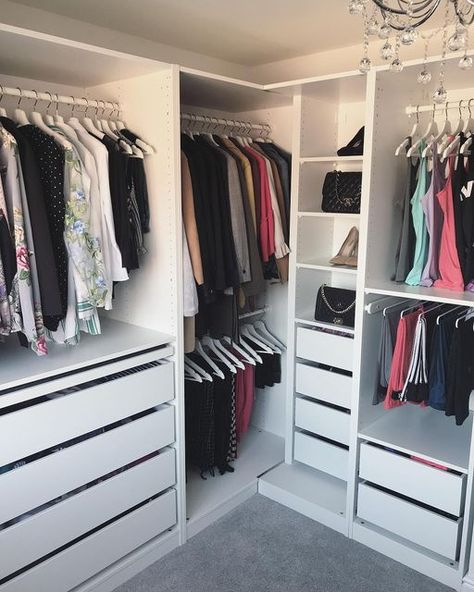 Pax Walk In Closet, Pax Wardrobe Ideas, Walkin Wardrobe, Ikea Dressing Room, Pax Corner Wardrobe, Pax Closet, Ikea Pax Closet, Ikea Wardrobe, Ikea Closet