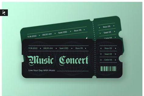 Concert Ticket Template AI, EPS, PSD Ticket Design Vintage, Ticket Design Template, Concert Ticket Template, Vintage Ticket, Moving Cards, Concert Ticket, Happy Birthday Template, Ticket Design, Free Photoshop Actions