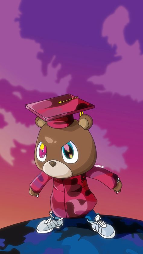 Kanye West Utopia, Kanye Bear Art, Graduation Bear Wallpaper, Kanye West Bear Tattoo, Graduation Wallpaper Kanye, Kanye Artwork, Graduation Kanye West Wallpaper, Kanye Bear Wallpaper, Kanye West Teddy Bear