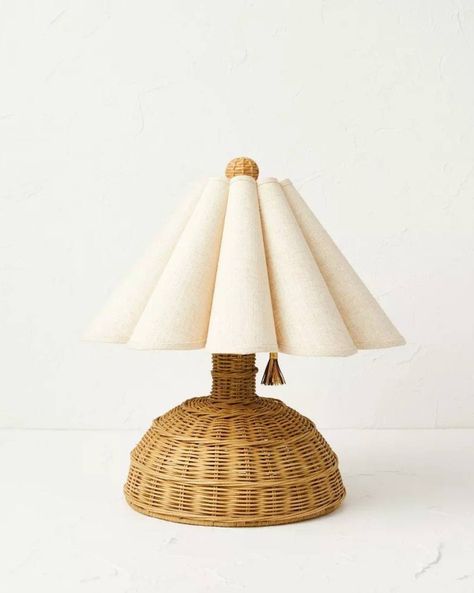 N°2 Rattan Table Lamp with Scallop Shade Scalloped Lamp, Rattan Table Lamp, Boho Lamp, Mini Table Lamps, Rattan Lamp, Rattan Table, Room Refresh, Velvet Accent Chair, Mini Jars