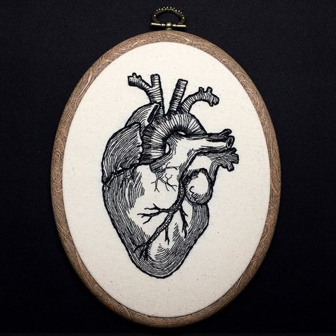 ℂℝ𝕀𝕄𝕊𝕆ℕ ℙ𝕀ℕ𝕊 on Instagram: “Last Christmas I have you heart, but the very next day it was on eBay... Give an anatomical heart hoop for Christmas and you too can make…” Anatomical Heart Embroidery, Anatomical Heart Illustration, Anatomic Heart, Heart Embroidery, Heart Illustration, Detailed Embroidery, Bring It Back, Anatomical Heart, Lost Art