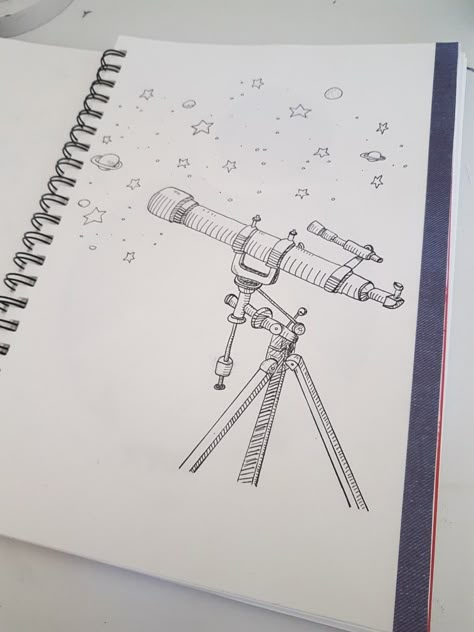 #nightvisions #telescope #simpledrawing #easyartforbeginners #blackandwhite How To Draw A Telescope, Telescope Drawing Easy, Astronomer Drawing, Astronomy Drawings Easy, Astronomy Art Drawing, Telescope Sketch, Astronomy Sketches, Telescope Tattoo, Astronomy Drawing