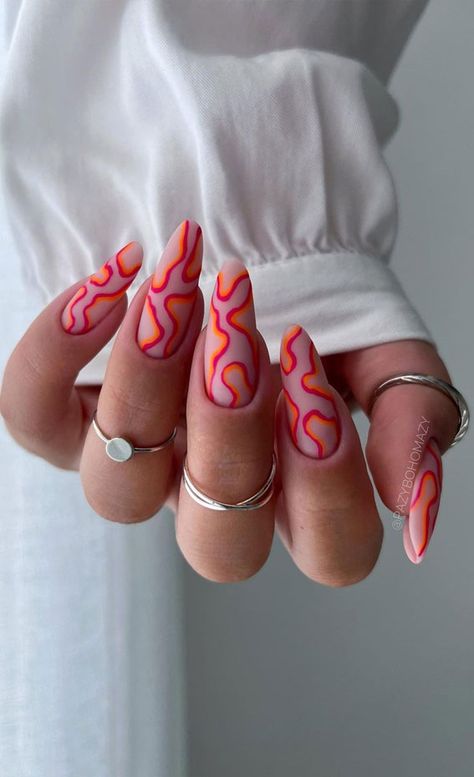 summer nails, bright summer nails, summer nails acrylic, summer french tip nails Bright Red French Tip Nails, Bright Orange And Pink Nails, Red And Orange Nails, Nails Red Orange, Orange Nails Design, French Tip Nails Summer, Summer Nails Red, Holiday Nails Summer, Red Orange Nails