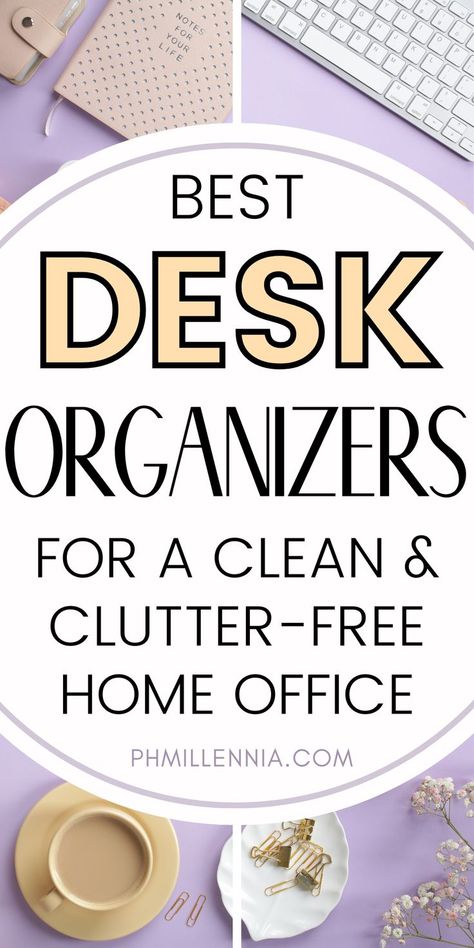 Organized Home Office, Desk Organization Tips, Desk Clear, Work Desk Organization, Clean And Organized Home, Wfh Desk, Home Office Workspace, Office Organization Tips, Clean Clutter