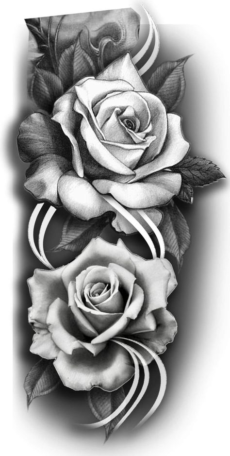 Big Roses Tattoo, Clock With Roses Tattoo, Rose Tattoo Design Outline, Roses Tattoo Stencil, Tattoo Cover Up Ideas For Women, Carnation Flower Tattoo Design, Rose Stencil Tattoo, Rose Bouquet Tattoo, Lion And Rose Tattoo