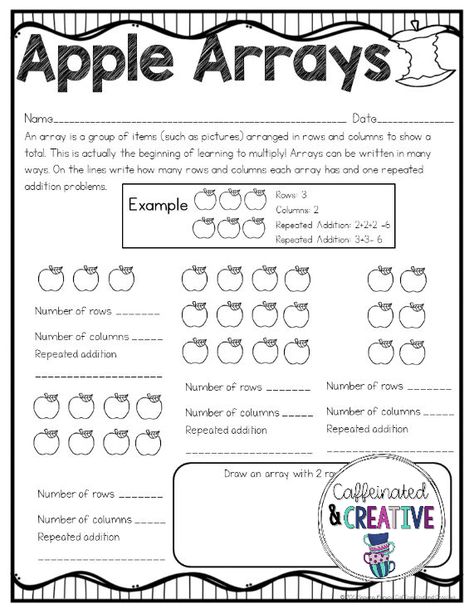 Apple Unit Second Grade, Apples Second Grade, Apple Activities Second Grade, Math Arrays 3rd Grade, Apple Unit Study 3rd Grade, Apple Math Worksheets, Apple Unit Study, Fall Stem Activities, Apple Week