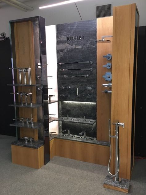 Showroom Displays — ConceptWorks | Wisconsin Showroom Display, Showroom Interior Design, Proof Of Concept, Custom Displays, Wireframe, Locker Storage, Wisconsin, Luxury Design, Faucet