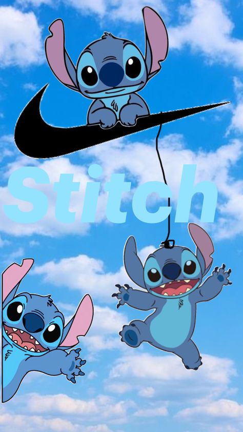 Stitch, blue sky, nike , happy Stitch Blue, Blue Sky, Nike, Blue