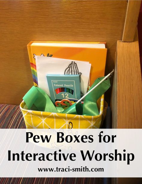 Pew Boxes for Interactive Worship – Traci Smith Church Busy Bags, Worship Bags For Kids, Outreach Ideas, Kids Church Activities, Ordained Minister, Church Outreach, Godly Play, Activity Bags, Church Nursery