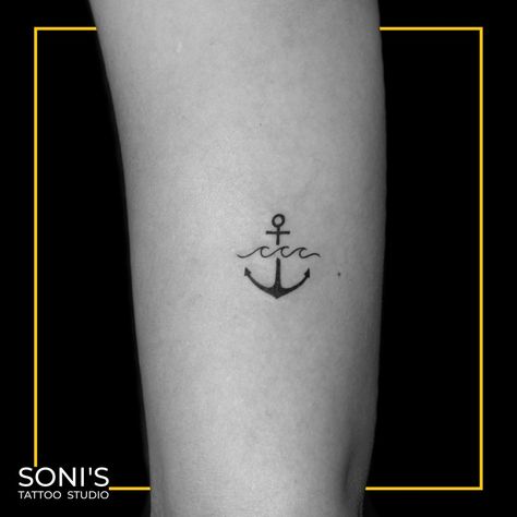 Petite Anchor Tattoo, Nautical Tattoo Simple, Wave Anchor Tattoo, Anchor And Wave Tattoos For Women, Hope Anchor Tattoo, Mini Anchor Tattoo, Anchor Wave Tattoo, Dainty Anchor Tattoos For Women, Feminine Anchor Tattoo Small