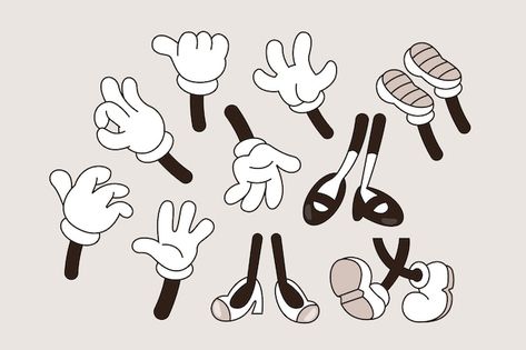 Free vector hand drawn retro cartoon han... | Free Vector #Freepik #freevector #beautiful #hand #vintage #pack Retro Cartoon Faces, Retro Cartoon Characters, How To Draw Heels, Draw Show, Cartoon Hands, Retro Cartoon, Hand Drawn Vector Illustrations, Logo Animation, Retro Cartoons