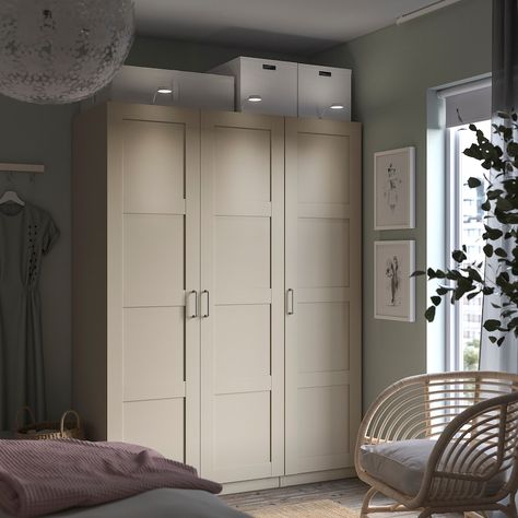 PAX / BERGSBO Wardrobe, beige/beige, 150x60x201 cm - IKEA Rakkestad Ikea Wardrobe, Bedroom Wardrobe Ikea, Ikea Pax Beige, Ikea Pax Closet Doors, Ikea Pax Door Hack, Ikea Wardrobe Ideas, Inbuilt Wardrobe, Bergsbo Wardrobe, Ikea Hack Wardrobe