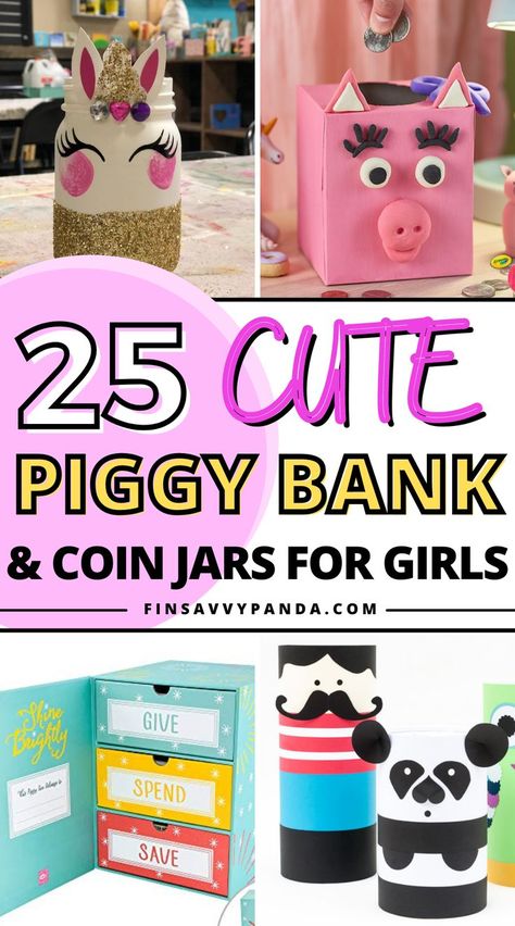 Cool Piggy Banks, Homemade Piggy Banks, Cute Piggy Banks, Piggy Bank Ideas, Diy Coin Bank, Unique Piggy Bank, Piggy Bank Craft, Unicorn Piggy Bank, Piggy Bank Diy