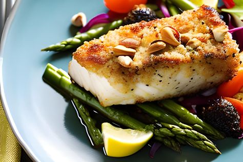 Oregon Hazelnut Crusted Halibut | Cosmo Appliances Hazelnut Crust, Grilled Pork Tenderloin Recipes, Crusted Halibut, Range Microwave, Pork Tenderloin Recipes, Lemon Wedge, Oven Range, Locally Grown, Fresh Seafood