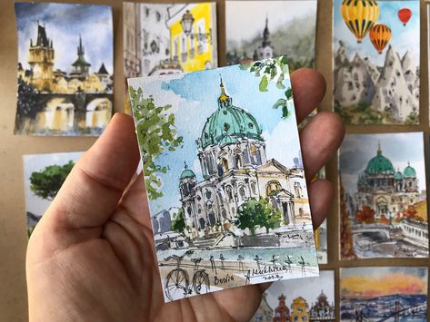 Berlin Dom ACEO Painting Original watercolor Miniature artwork by AnaMuStudio by AnaMuStudio on Etsy Mini Paintings, Watercolor Artwork, Art Original, Watercolor Paper, Fine Art Painting, Original Watercolors, Berlin, Painting & Drawing, Beautiful Art