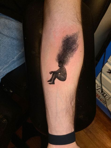 Thinking Man Tattoo, Tattoos About Overthinking, Depreciation Tattoo, Disassociate Tattoo, Overthinking Tattoo Ideas For Men, Overthinker Tattoo Ideas, Over Thinking Tattoo, Overthinking Tattoos, Tattoo Ideas For Overthinkers