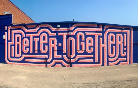 Better Together —Madison Mural Alley on Behance Az Art, Office Mural, School Murals, Art Lessons Elementary, Mural Design, Environmental Design, Mural Wall Art, Urban Life, Design Typography