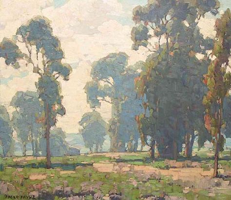 Edgar Payne (1882-1947). Eucalyptus Grove, Laguna Beach. Oil on canvas, 20 x 24. Painting Of Trees, Edgar Payne, Landscaping Software, Outdoor Paint, Paintings I Love, Oil Painting Reproductions, Plein Air Paintings, Painting Reproductions, Vintage Artwork