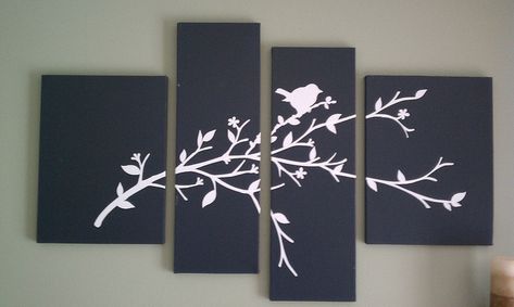 Take 4 canvases (2 of each size), paint them a solid base color and add vinyl or stenciled design. Love this! Branch Diy, Diy Wand, Wood Work, Crafty Craft, Cool Diy Projects, Craft Time, Jewelry Display, Diy Projects To Try, Diy Wall Art