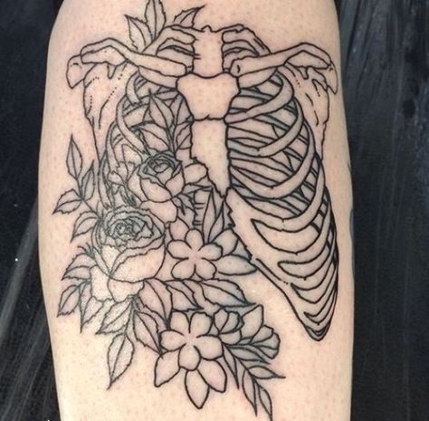 Flowers growing in rib cage tattoo #flower #tattoo #girls ... #tattoo #cutetattoos #tattooideas Girl Rib Tattoos, Cage Tattoos, Ribcage Tattoo, Bone Tattoos, Skeleton Tattoos, Flower Tattoo Shoulder, Tattoo Quotes For Women, Flower Tattoo Sleeve, Cute Tattoos For Women