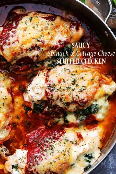 Food Cravings Healthy, Thanksgiving Recipes Side Dishes Healthy, Healthy Stuffed Chicken Breast, Spinach And Cottage Cheese, Healthy Stuffed Chicken, Thanksgiving Side Dishes Healthy, Queso Cottage, Stuffed Chicken Breasts, Thanksgiving Food Sides