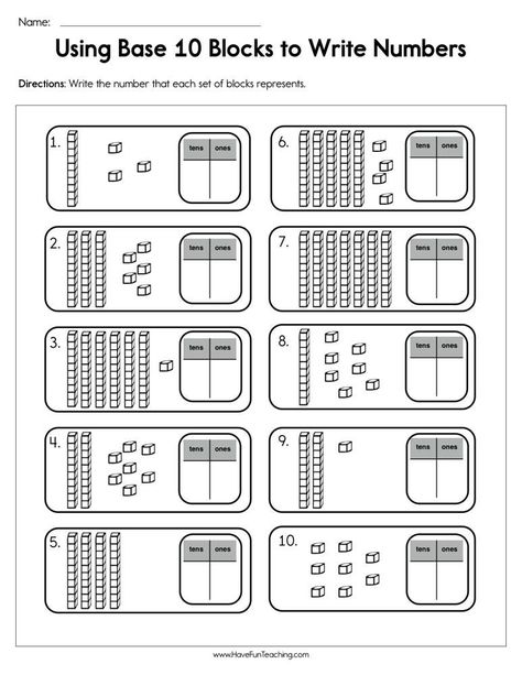 Base 10 Activities, Base 10 Blocks Printable Free, Counting By Tens Worksheet, Base 10 Block Activities, Backyard School, Blocks Activities, Base Ten Activities, Place Value Blocks, Base 10 Blocks