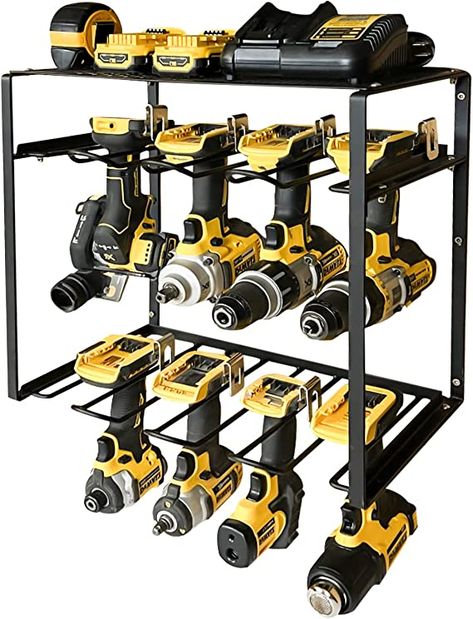 Power Tool Organizer, Heavy Duty Tool Shelf with 8 Drill Slots, Drill Holder Wall Mount, Utility Storage Rack for Cordless Drill, Tool Storage for Garage Organization, Gift for Father Cleat Wall, Tool Shelf, Mesh Shelf, Wall Mount Storage, Power Tool Organizer, Garage Tool Organization, Drill Holder, Garage Organize, Display Area