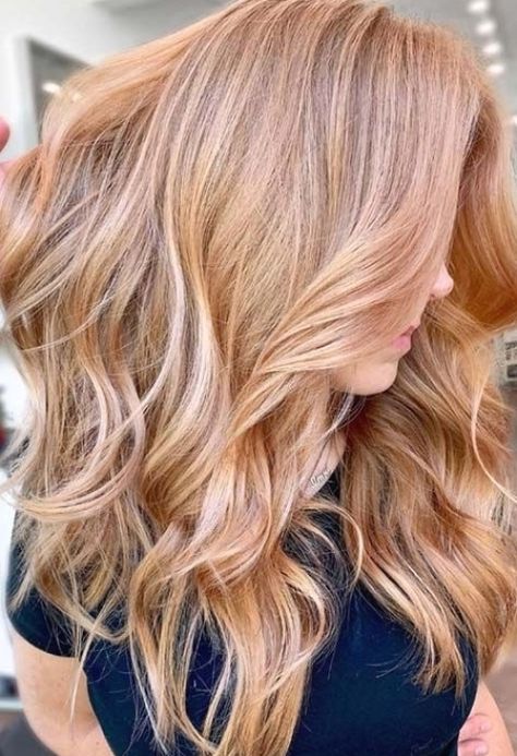 Fall Rose Gold Hair Blonde, Light Blonde With Strawberry Highlights, Cool Tones Strawberry Blonde, Honey Blonde Balayage Brunettes Caramel Highlights Fall Hair, Rose Gold Hair Cool Skin Tone, Copper Hair Level 7, Rayna James Hair, Copper Blonde Color Melt, Blond To Strawberry Blond