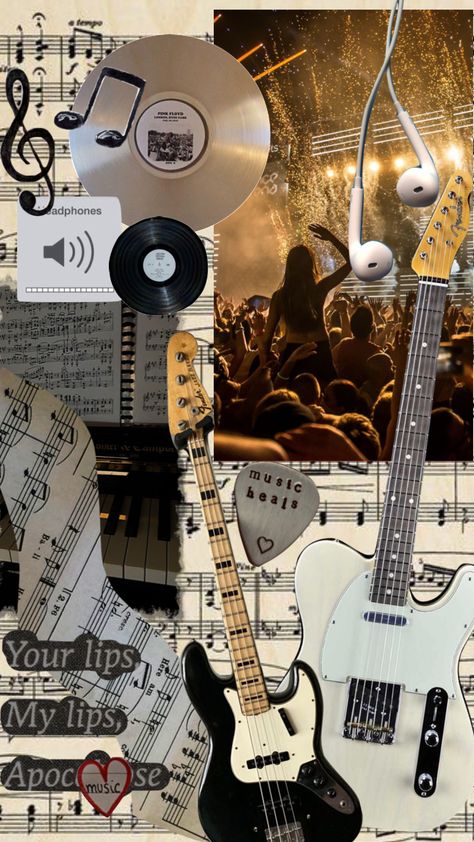 i love music #music #moodboard #cd #vinyl #vinyls #aesthetic #guitar #rockstarsgf Aesthetic Wallpaper For Music Lovers, Mixtape Aesthetic, Vinyls Aesthetic, Guitar Collage, Record Aesthetic, Aesthetic Guitar, Girlfriend Aesthetic, Music Wallpapers, Pop Rock Music