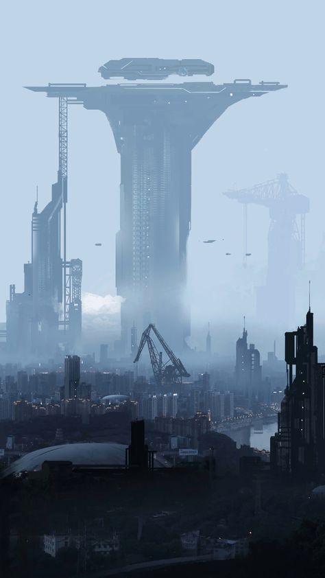 Scifi City, Hyrule Castle, Sci Fi Building, Sci Fi Architecture, Sci Fi Landscape, Sci Fi City, Sci Fi Environment, Cyberpunk City, Arte Cyberpunk