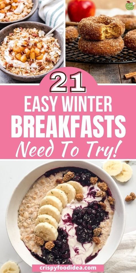 Here you get some easy winter breakfast recipes are best for morning meal and you will love. Winter Recipes Breakfast, Winter Breakfast Recipes, Easy Winter Recipes, Healthy Winter Meals, Winter Breakfast, Clean Breakfast, Breakfast Sandwich Recipes, Warm Breakfast, Quick Breakfast Recipes