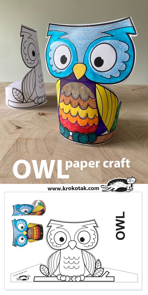 Owl Crafts For Kindergarten, Animals Diy Crafts For Kids, Owl Art And Craft, Owls Preschool Activities, Owl Craft For Kindergarten, Owl Paper Crafts, Owl Crafts For Kids, Owl Art Projects For Kids, Owl Activity For Kids