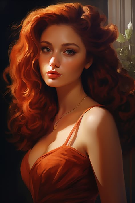 oil painting of Elayne #avatar #wallpaper #midjourney Avatar Wallpaper, Red Orange Hair, Cinnamon Hair, Asoiaf Art, Ginger Women, Simply Red, Women's Portrait Photography, Auburn Hair, Digital Art Anime