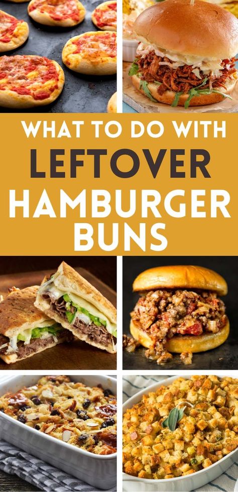 Ways to Use Leftover Hamburger Buns Leftover Hamburger Buns, Big Family Gathering, Hamburger Dinner Ideas, Recipes Using Hamburger, Hamburger Rolls, Leftover Ideas, Hamburger Bun Recipe, Hamburger Recipes, Hamburger Patties