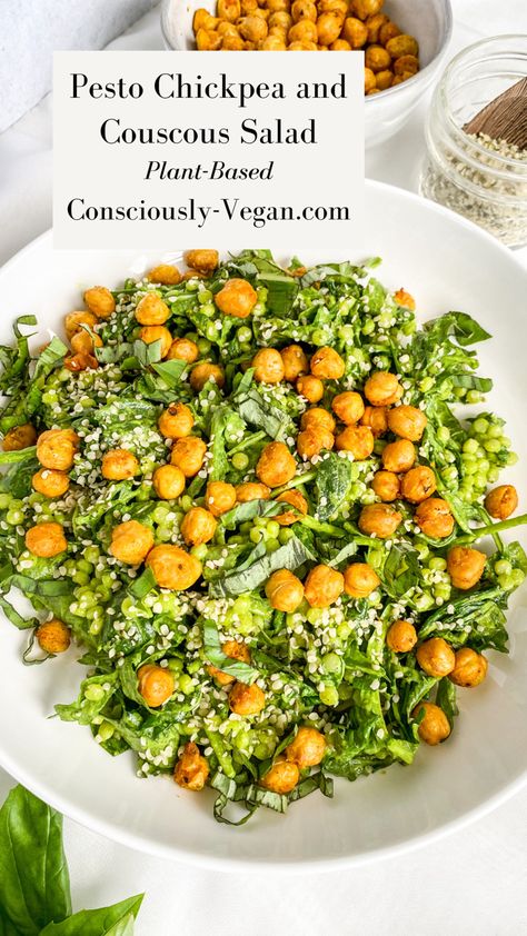 Chickpea Basil Salad, Spinach And Couscous Recipes, Healthy Pesto Salad, Tuscan Chickpea Salad, Chickpea Pesto Salad, Pesto Chickpea Salad, Spinach Chickpea Salad, Vegan Pesto Salad, Pesto Chickpeas