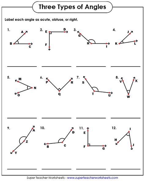 Types of Angles (Acute, Obtuse, Right) Angles Worksheet 3rd Grade, Types Of Angles Worksheet, Measuring Angles Worksheet, Angles Math, Supplementary Angles, Maths Worksheet, Angles Worksheet, Obtuse Angle, Types Of Angles