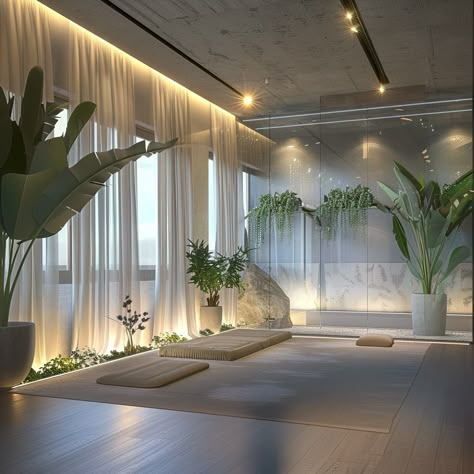 My Images House Yoga Room, Yoga Room In House, Yoga Salon Design, Wellness Area At Home, Zen Massage Room, Pilates Ideas, Yoga Center Design Interior, Wellness Room Design, Sacred Spaces