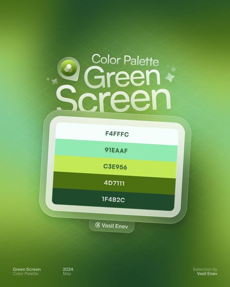 🧩 Green Screen • Color Palette The Green Screen #Gradient is up, and it’s made with tons of love. Sharing each of the 🎟️ Color Tickets with the representative color codes. You are free to pick one and let me know what it reminds you of! Make sure to comment or dm me with questions! 🫶🏻 Soon all the mesh gradients from the collection will be up on my Gumroad page! 🧃 • #stunninggradients #colorpalette #designinspiration #gradient #gradients #color #colors #palette #graphicdesign #graphicdesi... Gradient Pallete Color, Green Pubmat, Color Green Palette, Web Color Palette, Color Palette With Green, Instagram Page Ideas, Green Color Gradient, Colour Palette Green, Gradient Color Palette